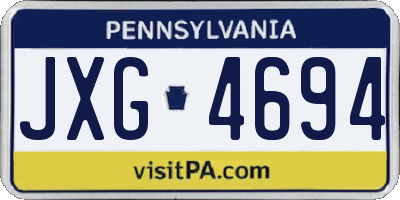 PA license plate JXG4694