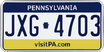 PA license plate JXG4703