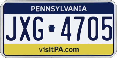 PA license plate JXG4705
