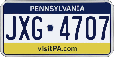 PA license plate JXG4707