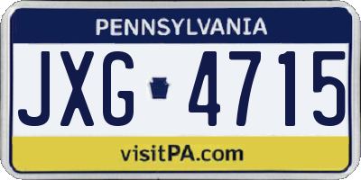 PA license plate JXG4715
