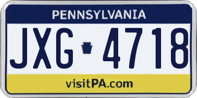 PA license plate JXG4718