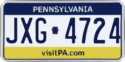 PA license plate JXG4724