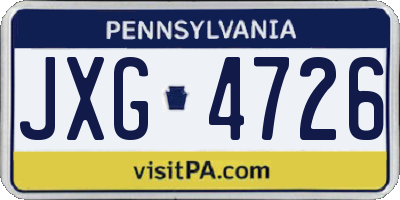 PA license plate JXG4726