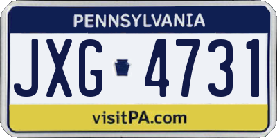 PA license plate JXG4731