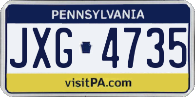 PA license plate JXG4735
