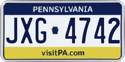 PA license plate JXG4742