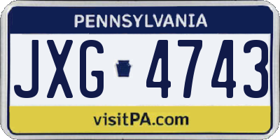 PA license plate JXG4743