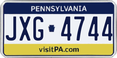 PA license plate JXG4744