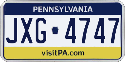 PA license plate JXG4747