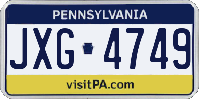 PA license plate JXG4749