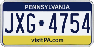 PA license plate JXG4754
