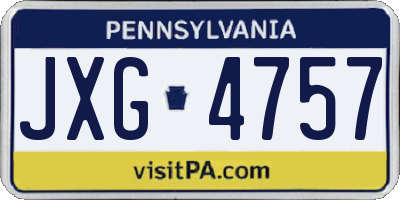 PA license plate JXG4757