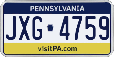 PA license plate JXG4759