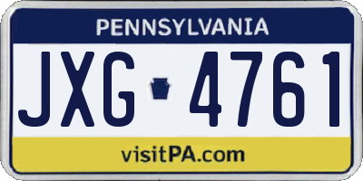 PA license plate JXG4761