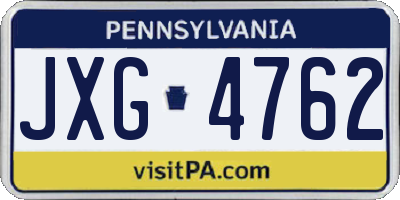PA license plate JXG4762