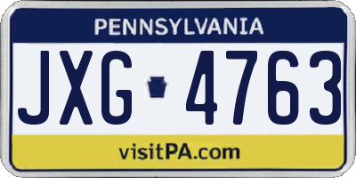 PA license plate JXG4763