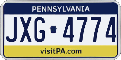 PA license plate JXG4774