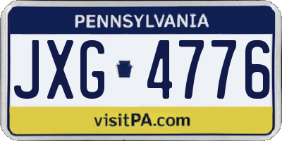PA license plate JXG4776