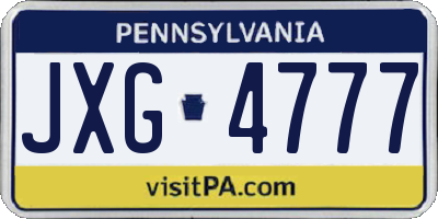 PA license plate JXG4777