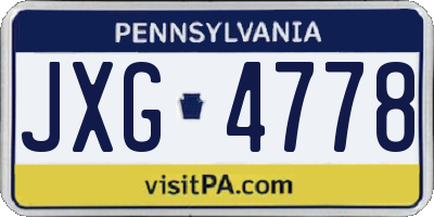PA license plate JXG4778