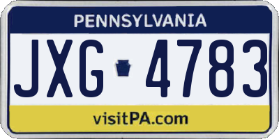 PA license plate JXG4783