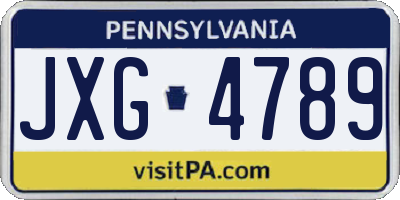 PA license plate JXG4789