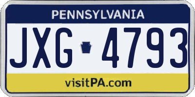 PA license plate JXG4793