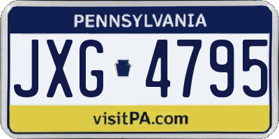 PA license plate JXG4795