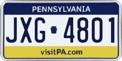 PA license plate JXG4801