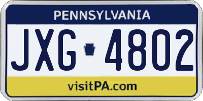 PA license plate JXG4802