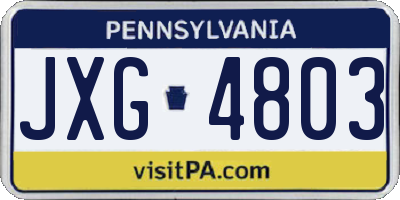 PA license plate JXG4803