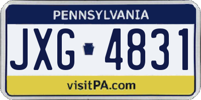 PA license plate JXG4831
