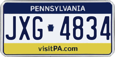 PA license plate JXG4834