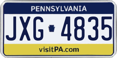 PA license plate JXG4835