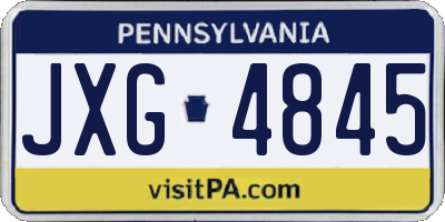 PA license plate JXG4845