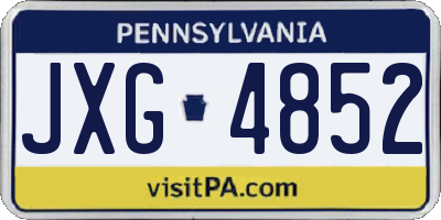 PA license plate JXG4852