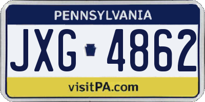 PA license plate JXG4862