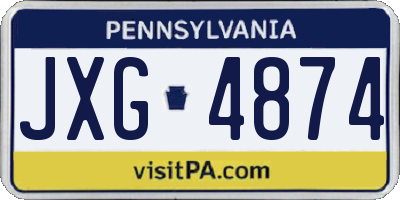 PA license plate JXG4874