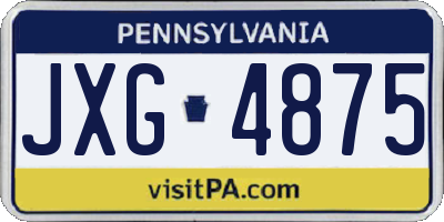 PA license plate JXG4875