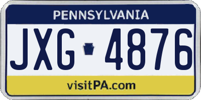 PA license plate JXG4876