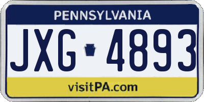 PA license plate JXG4893