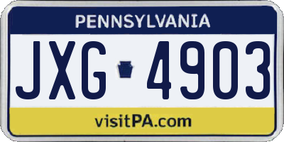 PA license plate JXG4903