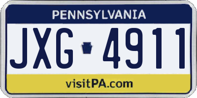 PA license plate JXG4911