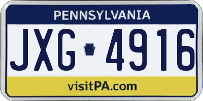 PA license plate JXG4916
