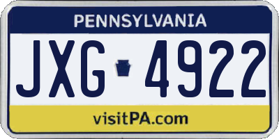 PA license plate JXG4922