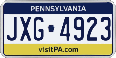 PA license plate JXG4923