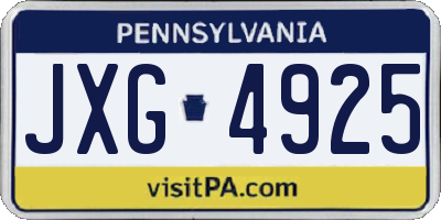 PA license plate JXG4925