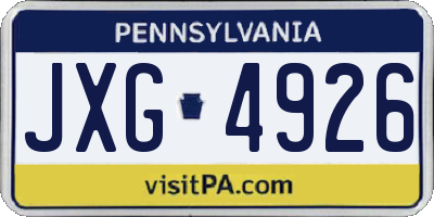 PA license plate JXG4926