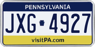 PA license plate JXG4927